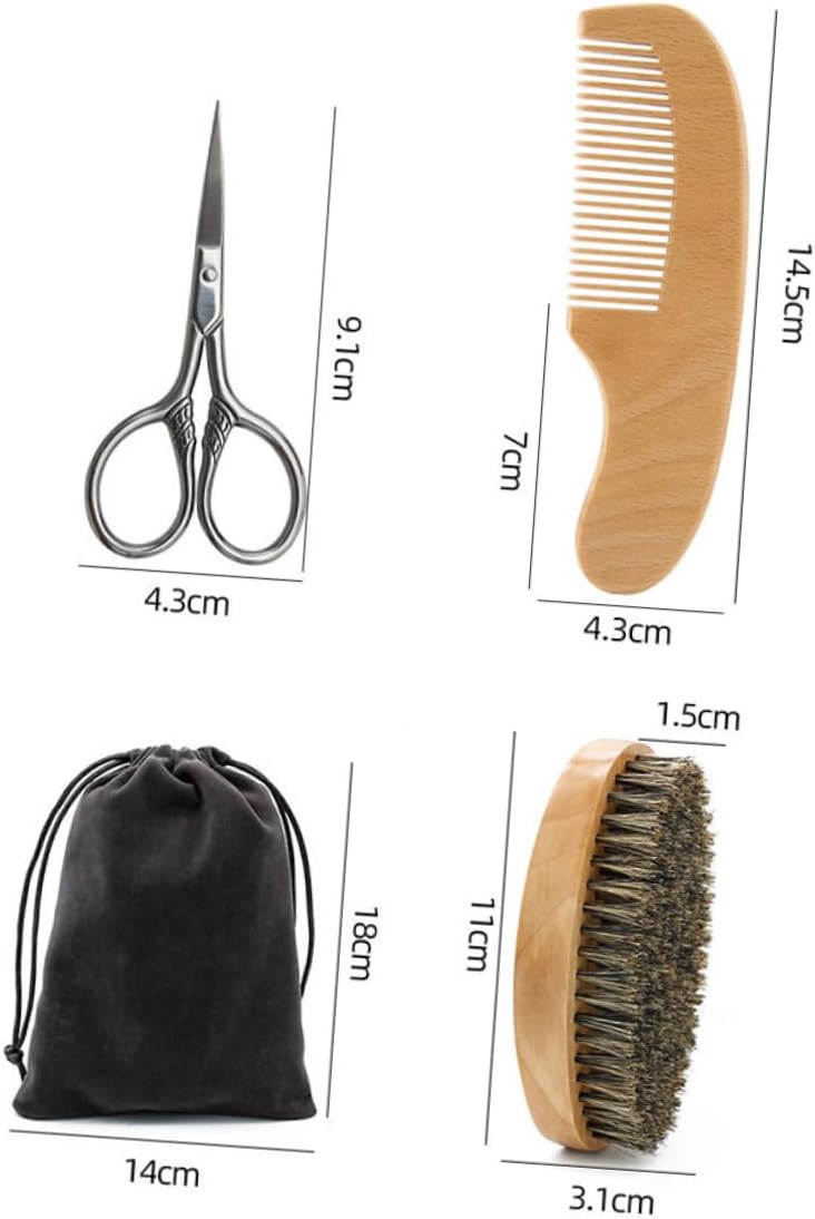 minkissy 1 Set Beard Care Grooming Tools Including Beard Scissors Comb and Brush for Men for Daily Use and Maintenance