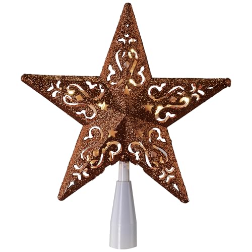 Lighted Glittered 5 Point Cut-Out Star Christmas Tree Topper - 9.75