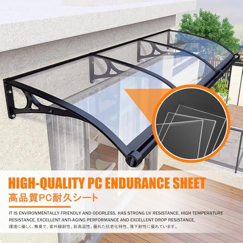 Marquesina para puerta exterior con toldo impermeable y canalón de 120 3