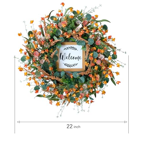 22" Artificial Fall Wreath for Front Door  - image 3