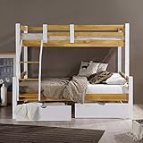 161 x 203 x 160 cm Litera de 3 plazas 90 x 190 cm y 140 x 190 cm con almacenamiento de madera y blanco Armand