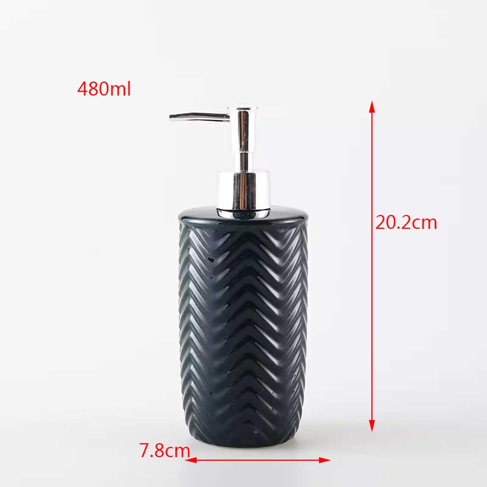 Lotionspender, Seifenspender aus schwarzer Keramik mit silberner Pumpe, Handspender, for Bad- und Küchenspender