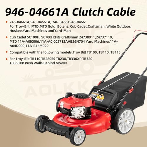 Image of 946-04661A Control Cable for MTD Troy Bilt 21-034 Deck TB110 TB230 Craftsman Yard Machines Lawn Mower Parts Throttle Cable Replacement 746-04661A 746-04661