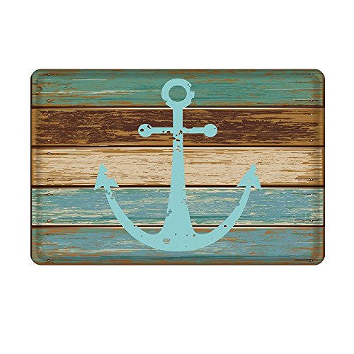 WCOCOW Paillasson/Tapis Bleu Maritime Paillasson – avec Motif Ancre Marine (BlueAnchorDoormat)