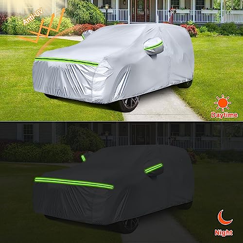 Image of Waterproof Car Covers Replace for 2002~2025 Honda CR-V, 6 Layers All Weather Custom-fit Car Cover with Zipper Door & Windproof Bands for Snow Rain Dust Hail Protection (CR-V)