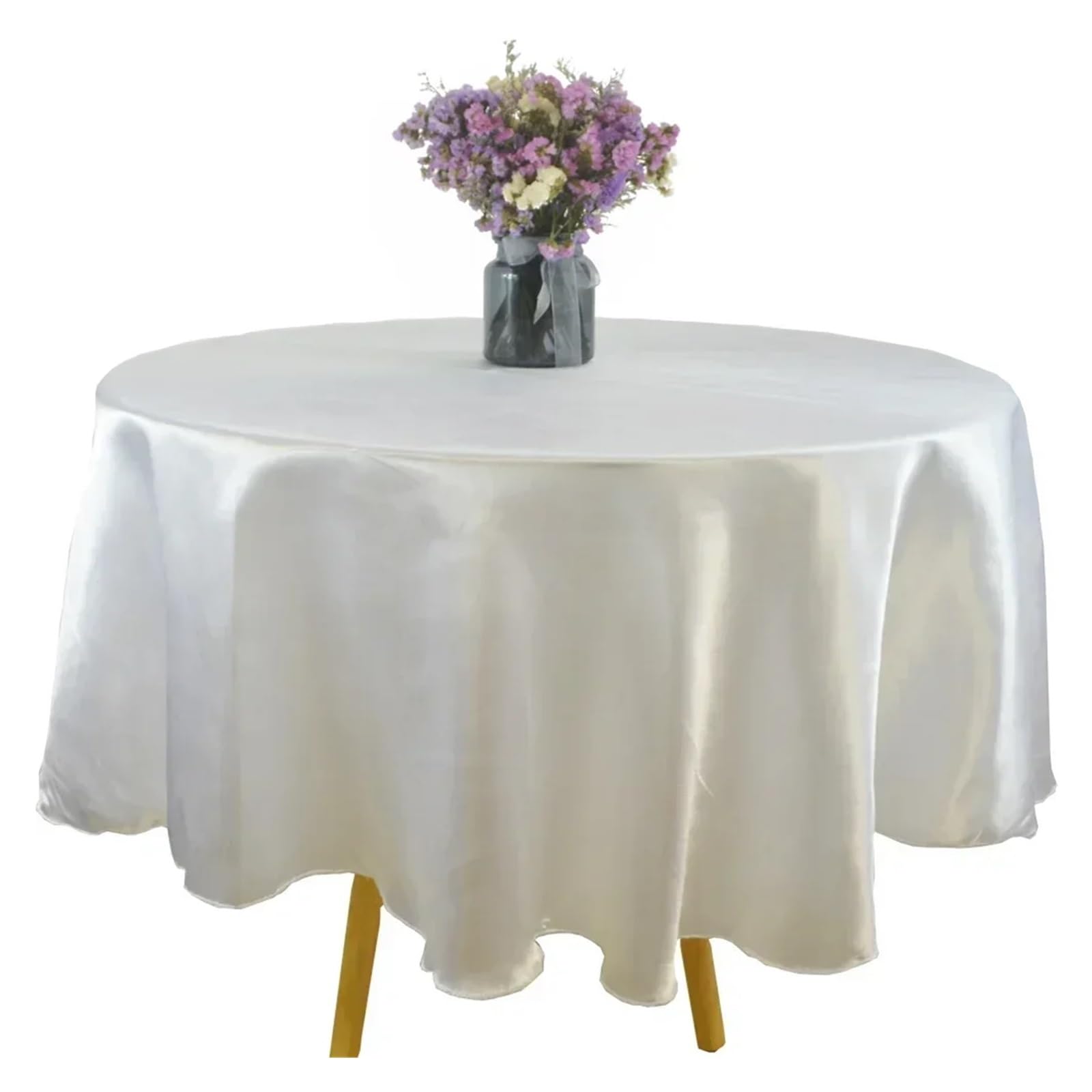 ZHSOAO Round Satin Tablecloth Wedding Party Overlays Decoration Birthday Shower Restaurant Home Table Cloth for Cafe(White,180CM)