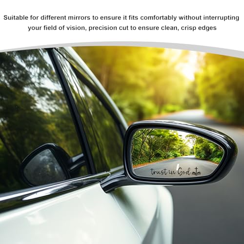 Image of DXNQ Trust in God Rearview Mirror Decals, Automotive Vinyl Rear View Mirror Decorative Stickers, Waterproof Trust in God Stickers for Car Truck Laptop, Car Accessories (2PCS,Black,Style 2)