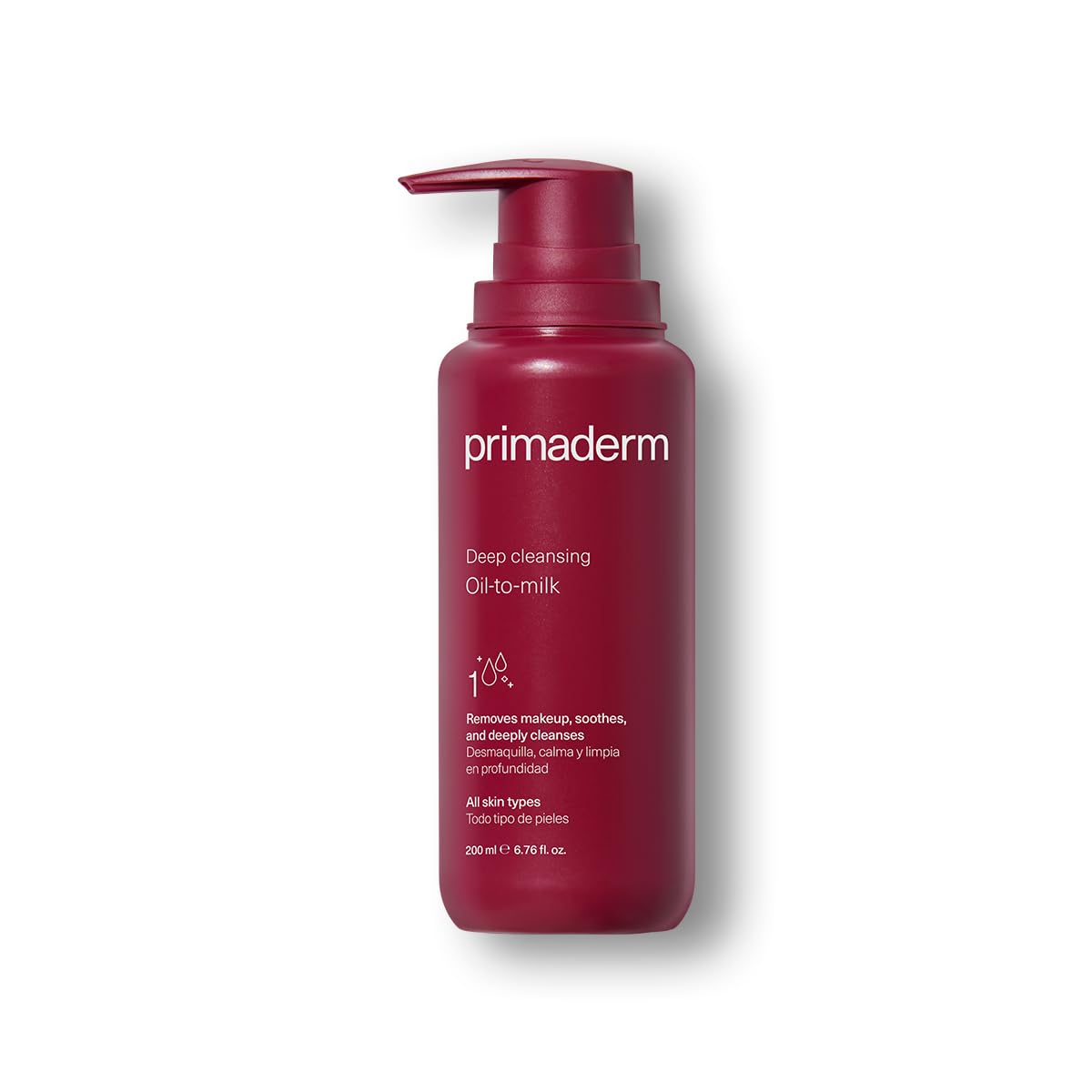 Primaderm - Deep Cleansing Oil-to milk - Aceite Limpiador Facial - Desmaquillante Facial para Maquillaje a Prueba de Agua - Todo Tipo de Piel - 200 ml