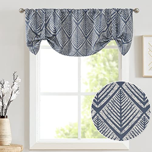 jinchan-Tie-Up-Valance-Curtain-Geometric-Valance-for-Kitchen-Living-Room-Ferns-Leaf-Print-Blackout-Window-Valance-Adjustable-Thermal-Insulated-Tie-up-Valance-18-Inch-Rod-Pocket-1-Panel-Blue-on-Beige jinchan Tie Up Valance Curtain Geometric Valance for Kitchen Living Room Ferns Leaf Print Blackout Window Valance Adjustable Thermal Insulated Tie up Valance 18 Inch Rod Pocket 1 Panel Blue on Beige