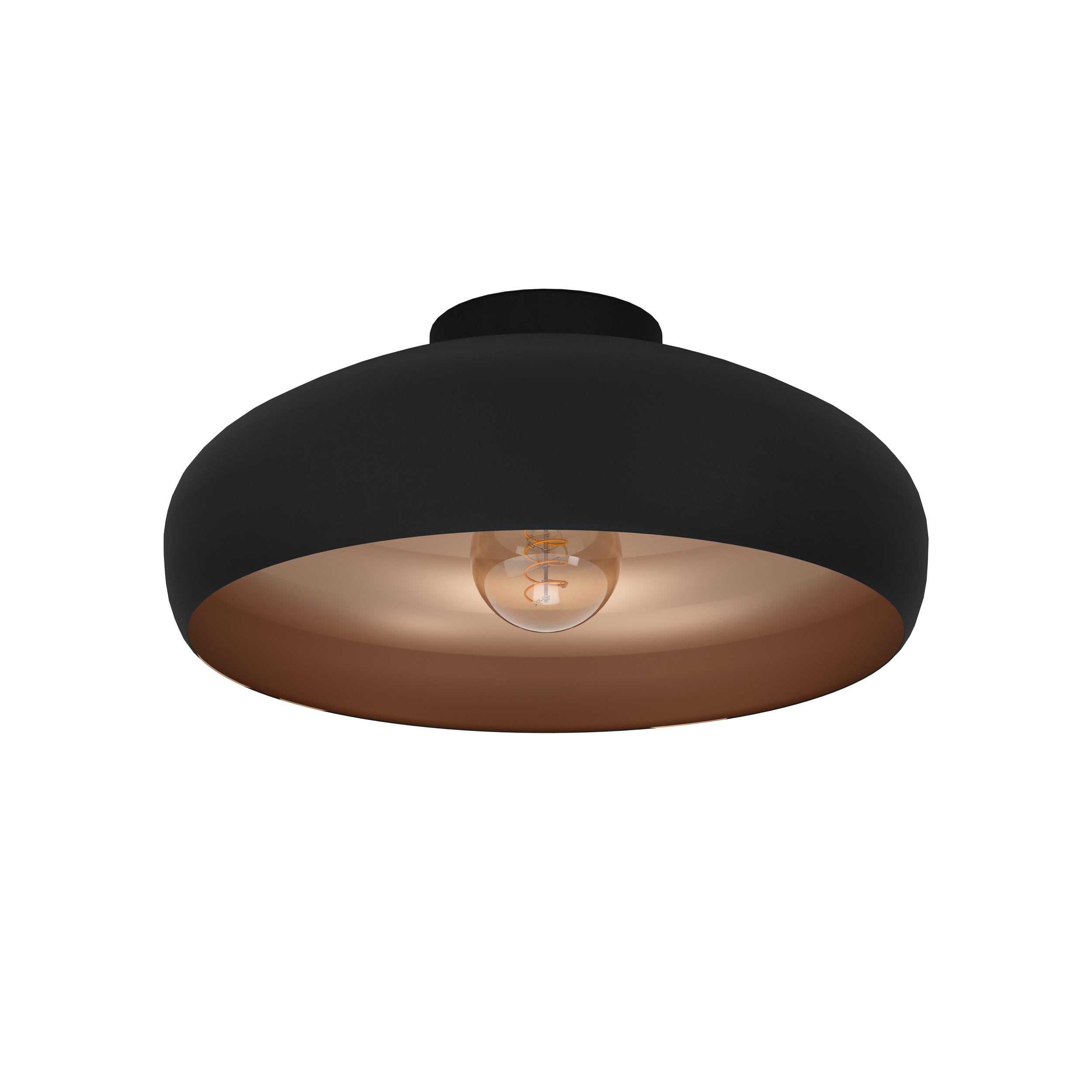 Eglo Unisex Black Mogano Metal Flush Ceiling Fitting In