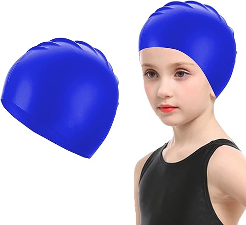 UTTPLL Gorro de natación impermeable de silicona para niños y niñas pequeños, gorro de natación cómodo para piscina, de 3 a 8 años