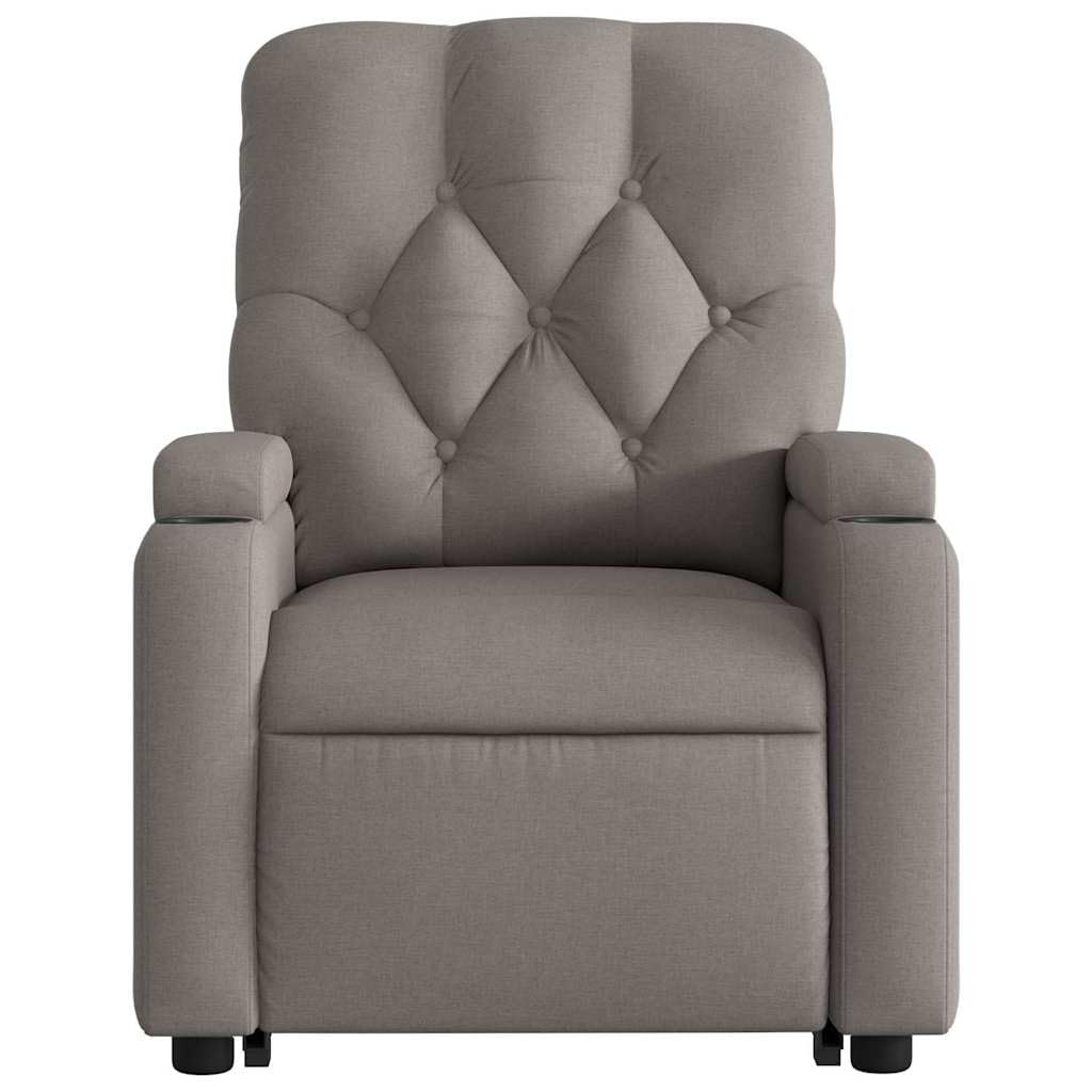 Relaxsessel mit Aufstehhilfe Elektrisch Taupe Stoff 74x86,5x93,5 cm gemütlicher Lesesessel bis 110 kg für Wohnzimmer Schlafzimmer und Seniorengerechtes Wohnen
