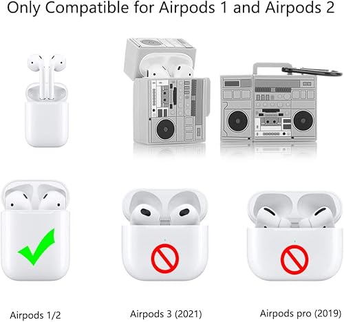 Miniatura 2 de Suublg - Funda para AirPods de 21 generación 20192016, funda protectora de silicona a prueba de golpes para AirPods 1 y 2, con llavero