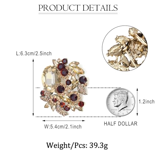 Image of EVER FAITH Rhinestone Crystal Party Flower Leaf Vine Brooch