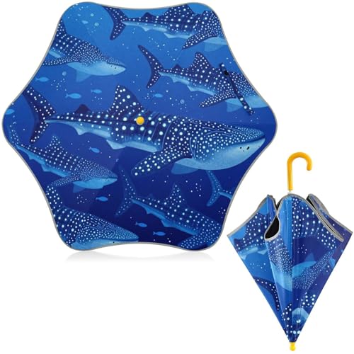 Paraguas para niños con diseño de ballena y tiburón infantil antitirones