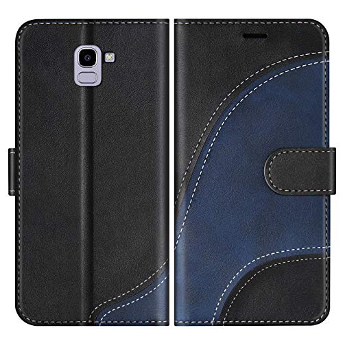 BoxTii Cover per Galaxy J6 2018, Custodia in PU Pelle Portafoglio per Samsung Galaxy J6 2018, Magnetica Cover a Libro con Slot per Schede, Nero