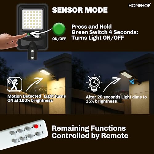 Image of Homehop Solar Light Outdoor Home Garden 100W Waterproof Street LED Wall Lamp | Solar Street Light Outdoor Automatic Wireless Motion Sensor Security for Pathway, Patio, Road with Pole (Warm, 6000mAh, ABS)