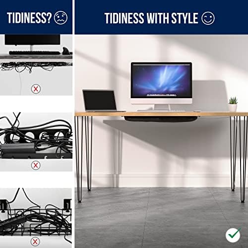 Under Desk Cable Tray - Flexible Cable Management Under Desk - Finally Desk Cable Tidy - Cable net white for Under Desk Cable Management - Ultimate Setup