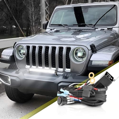 Image of AKD LED Light Bar Wiring Harness Kit - 12V 40A Relay Fuse Rock Switch for Offroad Driving Lights - Nylon Harness for Truck Pickup ATV UTV SUV Boat