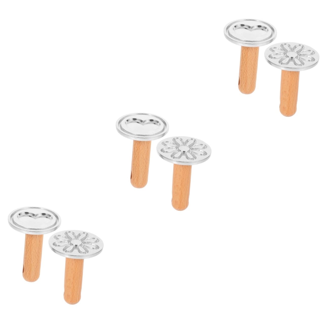 IMIKEYA 6pezzi Stampi Per Biscotti Legno Con Manico Stampo Per Biscotti Forma Di Cuore e Fiore Accessorio Da Cucina Per Decorazioni Dolci Per Feste e Occasioni Speciali
