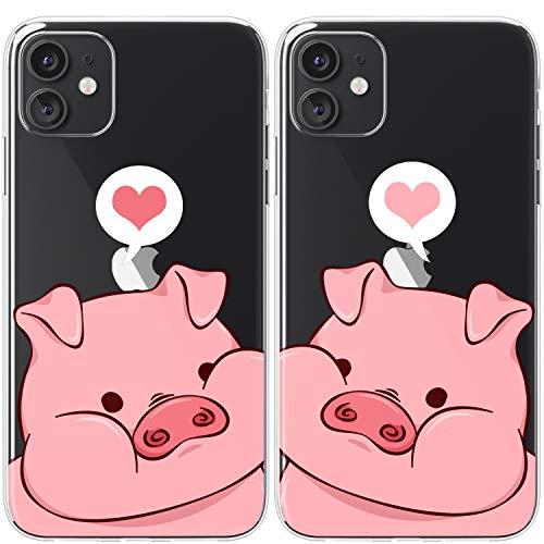 Mertak Couple Cases Compatible With Iphone 14 13 Pro Max 12 Mini 11 Se Xs Xr 8 Plus 7 6S Kawaii Animal Piglets Silicone Anniversary Matching Cute Pink Lightweight Bffs Flexible Best Friend Cover For 2 #TOP12