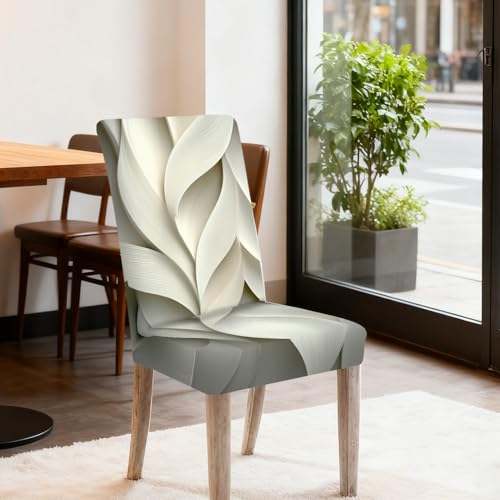 Image of Nuxovilar 4PCS White Wavy Texture Stretch Chair Covers 23.6x70in