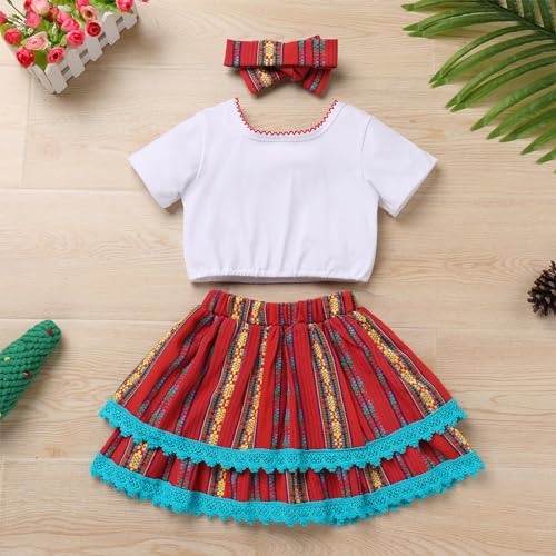 IBTOM CASTLE Baby Girl's Embroidered Mexican Traditional Fiesta Cinco de Mayo Outfit Skirt Diaper Cover Photo Shoot Clothes2