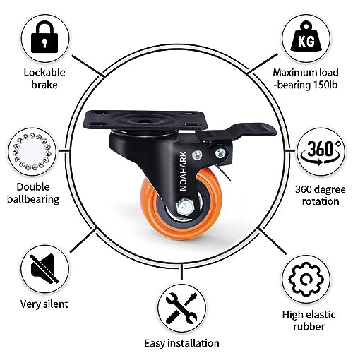 Image of NOAHARK 1.5 inch Furniture Caster Wheel | Heavy Duty upto 700lbs Castor Wheel | 360 Degree Rotating and Moving Caster Wheels Suitable for Sofa, Bed, Chairs, Tables, Cabinets etc (4, 1.5 Inch)