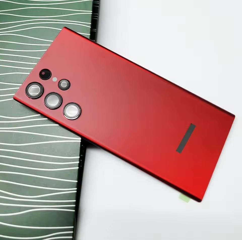 SHOWGOOD Back Cover for Samsung Galaxy S22 Ultra, Rear Glass Housing Cover, Battery Door, Camera Cover Lens, Adhesive ﻿ (Black)