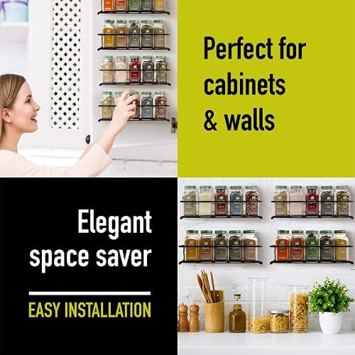 Spice Rack 2 Tier Spice Rack for Inside Cupboard Door Spice Rack Wall Mounted Spice Rack/Shelves Spice Storage Cupboard Spice Rack Organiser 2 pcs