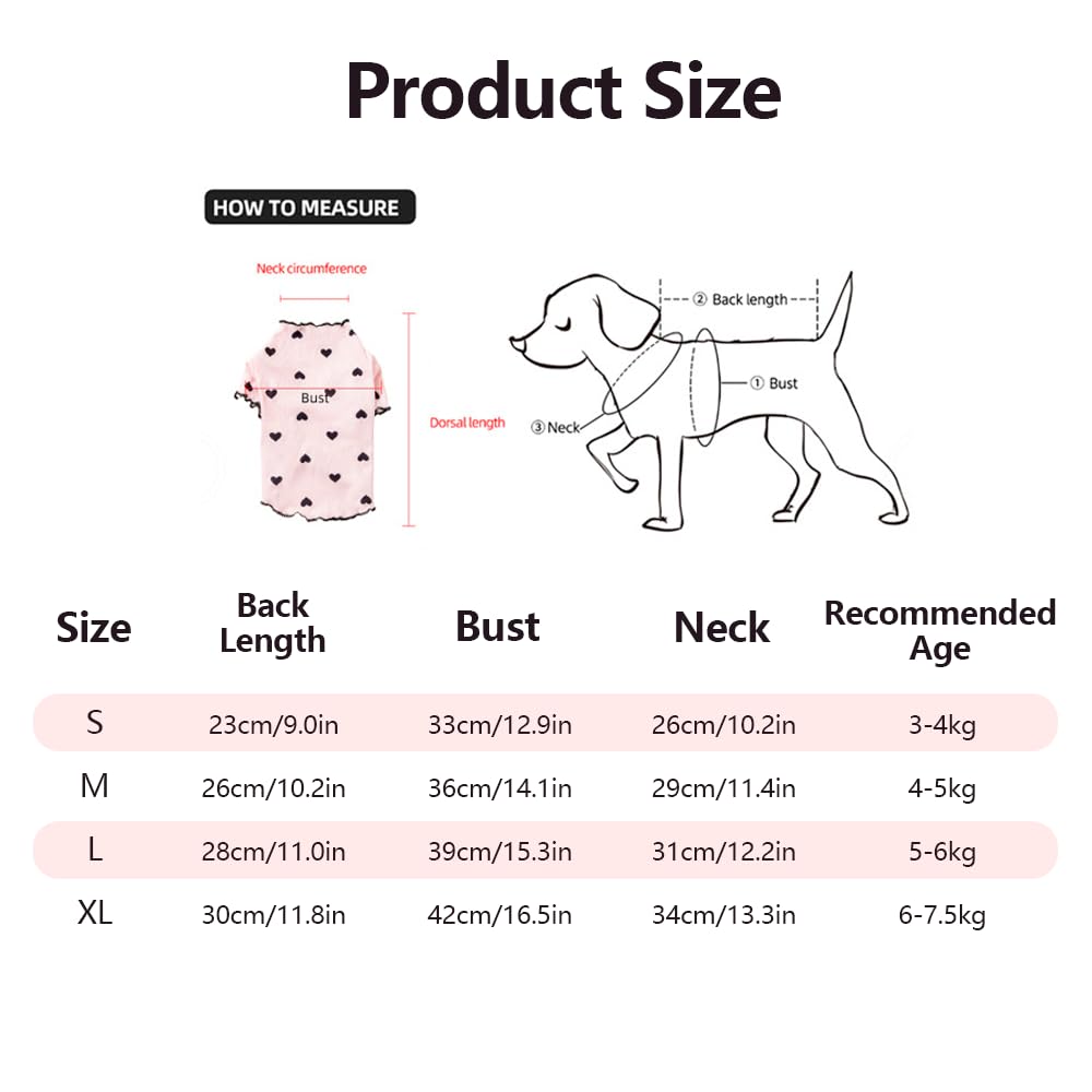 XFSRG Dog Clothes, Girls, Heart Pattern - Image 2