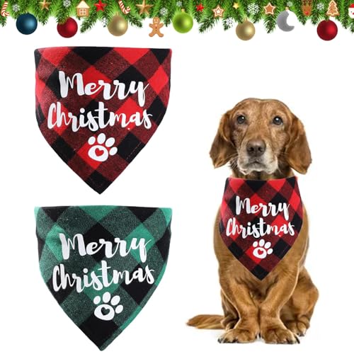 Bandanas para cães de Natal, animal de estimação Natal babadores, Natal babetes laváveis para cães lenço cachecol de animal de estimação babador, lenço cachecol de animal de estimação Natal, 2 peças