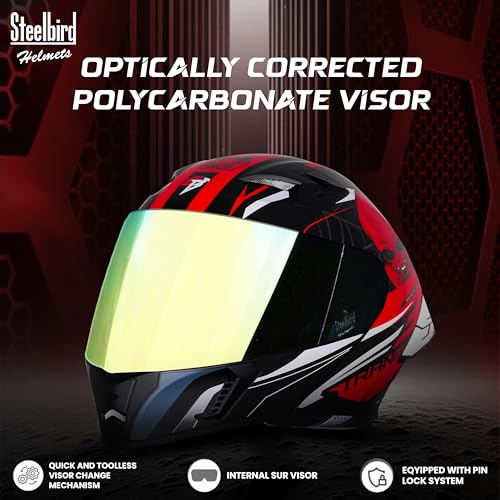 Image of Steelbird SBA-20 Strange ISI Certified Flip-Up Graphic Helmet for Men with Inner Silver Sunshield