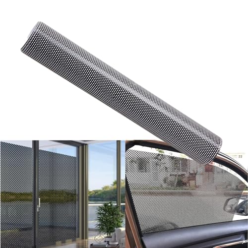 XhuangTech One Way Privacy Window Film,Perforated Vinyl Window Film,Self Adhesive Dotted Perforated Mesh Window Vinyl Privacy Film for Car and Home (Black, 20" x 47"(50CM x120CM))
