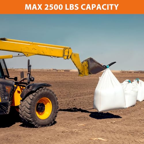 Debris Forks to 48" Bucket, Heavy Duty Clamp-On Pallet Fork 2500 Lbs Capacity Load, Tractor Forks Attachment Fit for Loader Bucket Skidsteer Tractor
