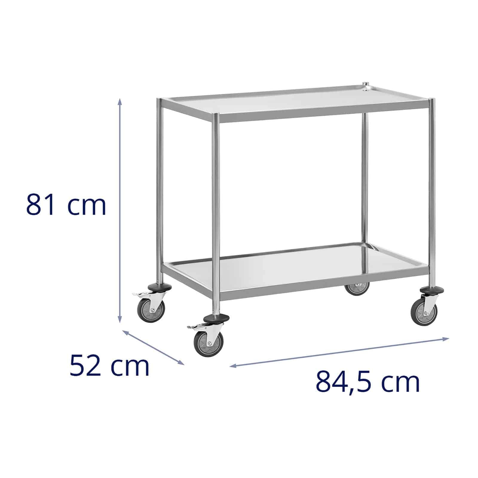Royal Catering RC_SSTWH_02 Carrello da portata in acciaio inox, 2 bordi, fino a 40 kg, carrello da cucina in acciaio inox