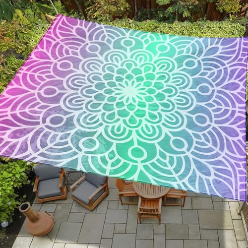 Morbuy Toldos Exterior Terraza Rectangular con Cuerda, Estampado Floral Lona Sombra Transpirable Impermeable Toldo Camping Malla de Sombreo para Patio,Jardín,Terraza (Morado,150x150cm)
