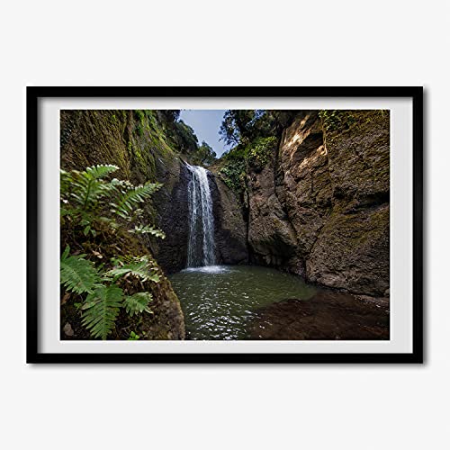 Tableau cadre en bois 70x50 cm Chute d'eau pour habiller un mur nu