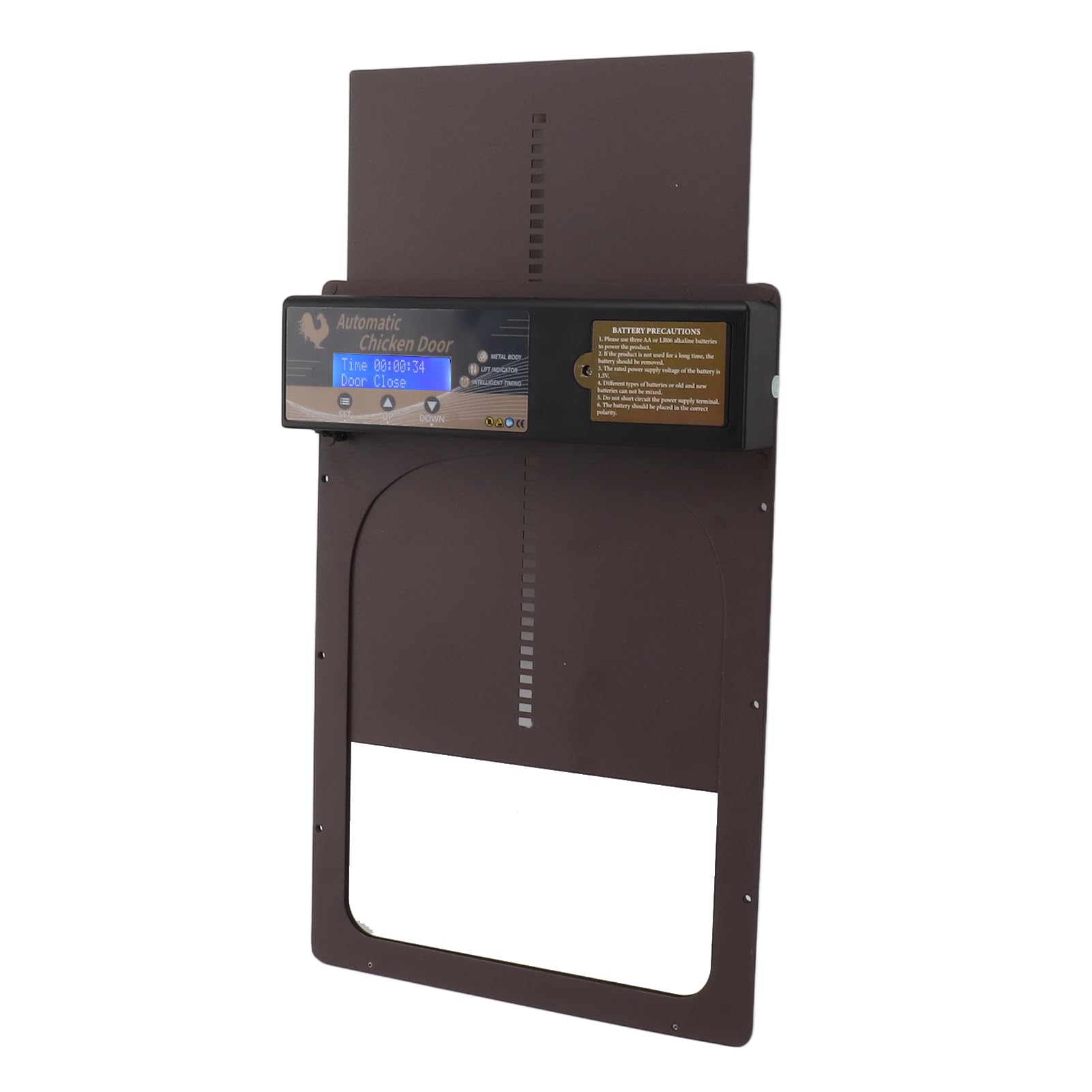 Porte Automatiche per pollaio, Timer per Porta Automatico Durevole e Sicuro per la casa (Marrone)