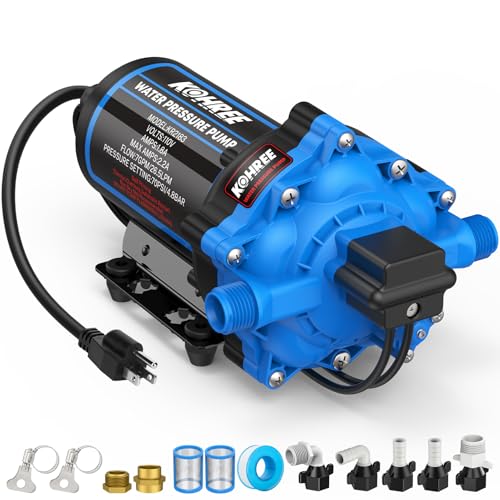 Image of Kohree 7 GPM 70 PSI 110V AC Water Pressure Pump, On Demand Self-priming RV Fresh Water Pump, 5-Chamber Diaphragm Pump with Pressure Switch and Strainer for RV, Marine, Garden, Kitchen, Bathroom