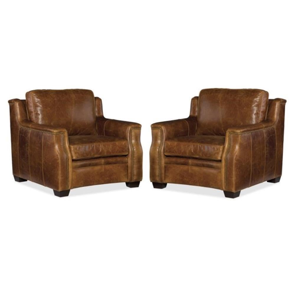 Home Square2 Piece Leather Arm Chair Set in Buckaroo Colt