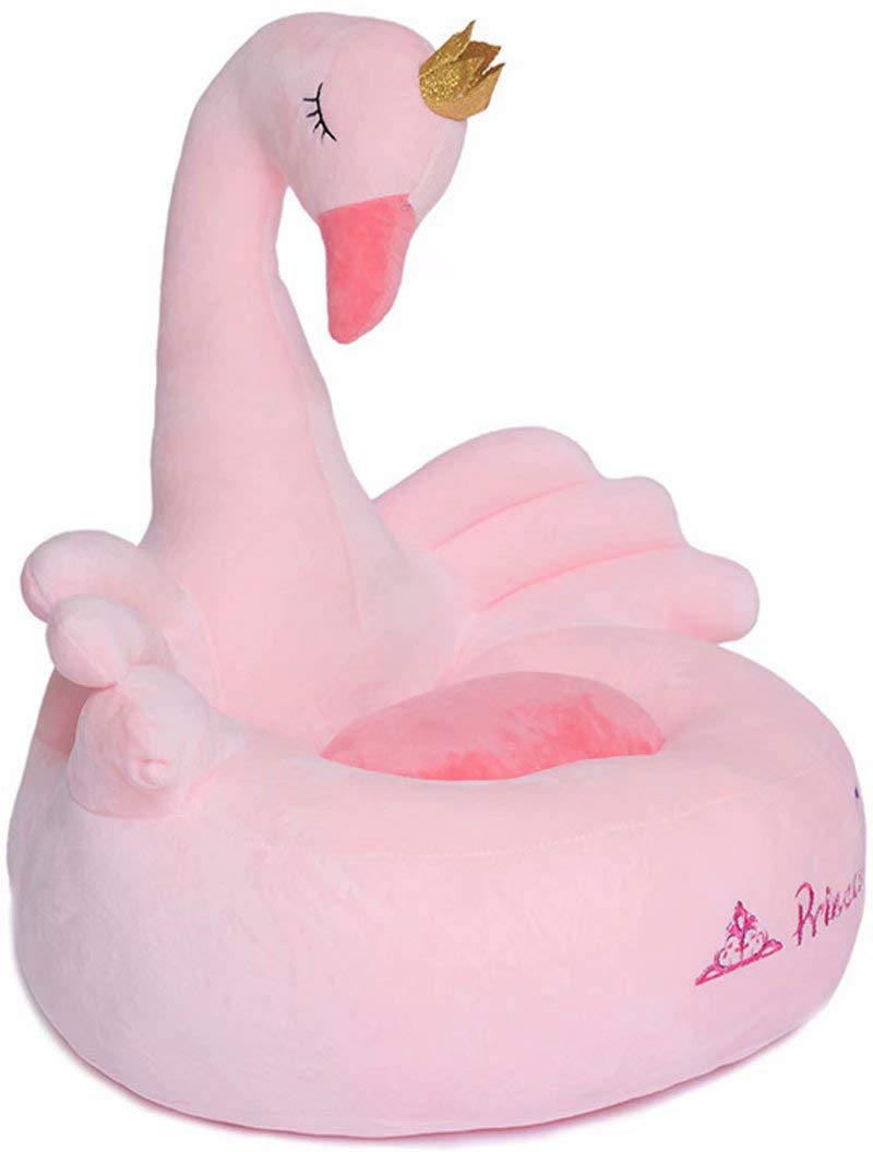 THMY kids sofa chair toy,Soft Toys,children's Lazy Sofa Seat Swan Frog Plush Toy Christmas Birthday Gift for Children 55cm(Pink swan)
