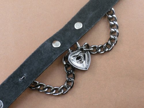 Bystar Unisex Retro Punk Rock Multi Circle Rivet I Love You Heart Pendant Chain Genuine Leather Creative Wrap Bracelet For Men & Women (Black) #TOP3