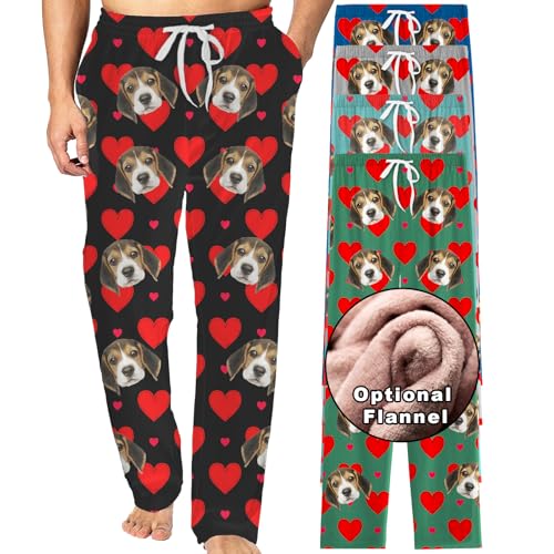 Custom Pajamas Flannel Pants For Men Women Personalized Face Photo Sleepwear Bottoms,Cusotmized Pj Pant