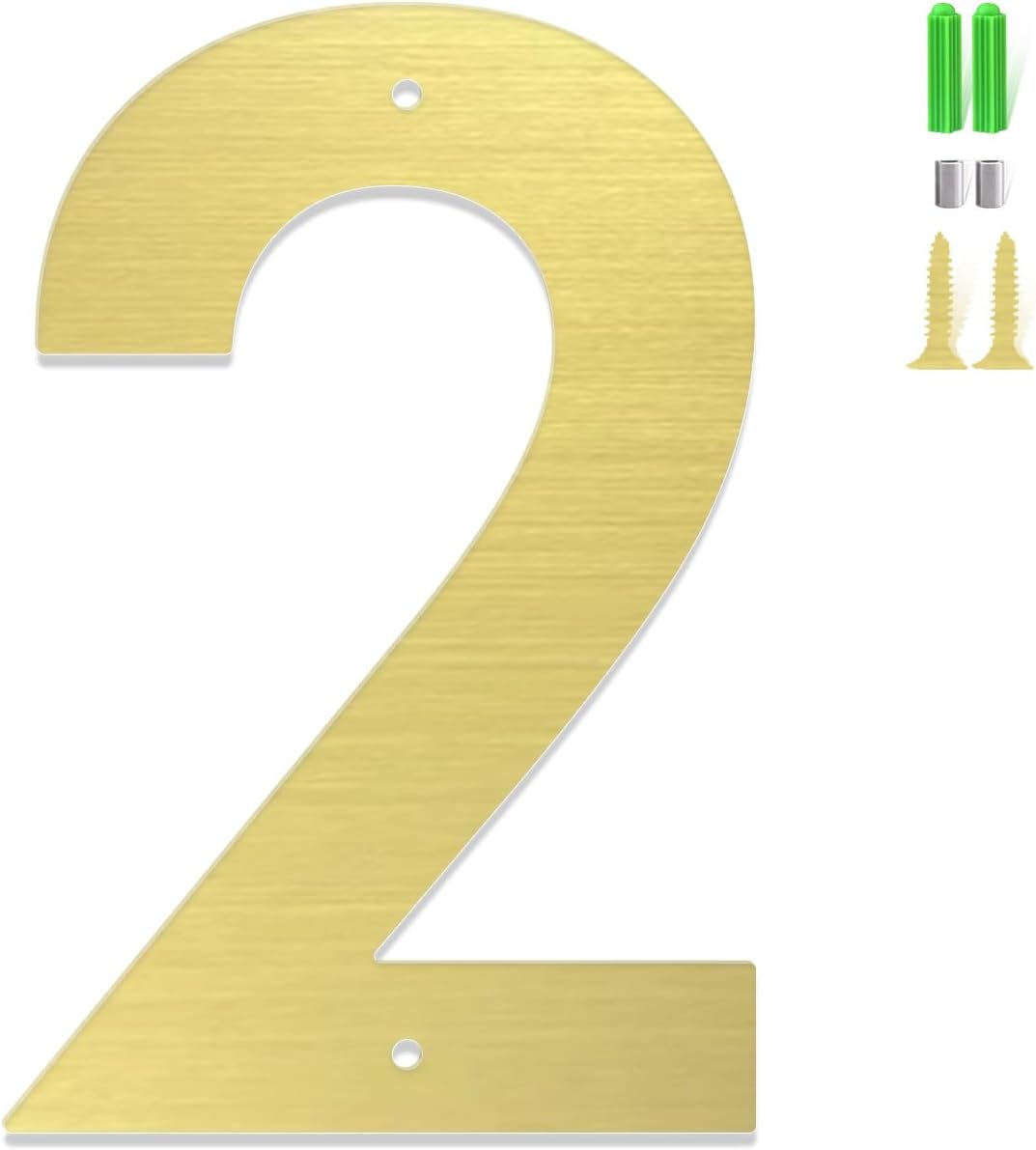 Stainless Steel House Numbers,Golden Stainless Steel Metal Modern Door Garden Mailbox Apartments Outside Farm Decorative Letters Numbers, with Nail Kit, Visibility Signage (Golden-2, 5 in)