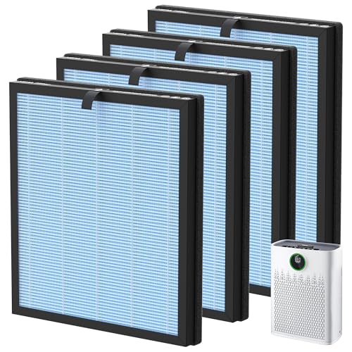 Image of 4 Pack HAP603 Replacement Filter Compatible with ECOSELF HAP603 / HAP603WF Air Purifier, 3-Stage Filtration, H13 True HEPA Filter, # RFHAP603, Blue