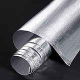 BBTO Heat Reflective Sheet Adhesive Backed Aluminized Fiberglass Heat Shield Tape Protection Barrier Heat Shield Resistant Material for Hose and Auto Use Heat Insulation Sheet(Silver, 48 x 71 Inch)