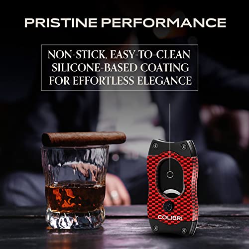 Colibri S-cut Cigar Cutter - Carbon Fibre Pattern - Classic Straight Cut - Up-to 66 Ring Gauge Cigars - Non-stick Coating - Spring Loaded Release Mechanism - Includes Nice Gift-box - Image 4