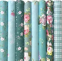 8 pacotes de tecido gordo 9,8' x 9,8' (25 cm x 25 cm) folhas quadradas de algodão pré-cortadas para colcha de costura de patchwork (verde floral)