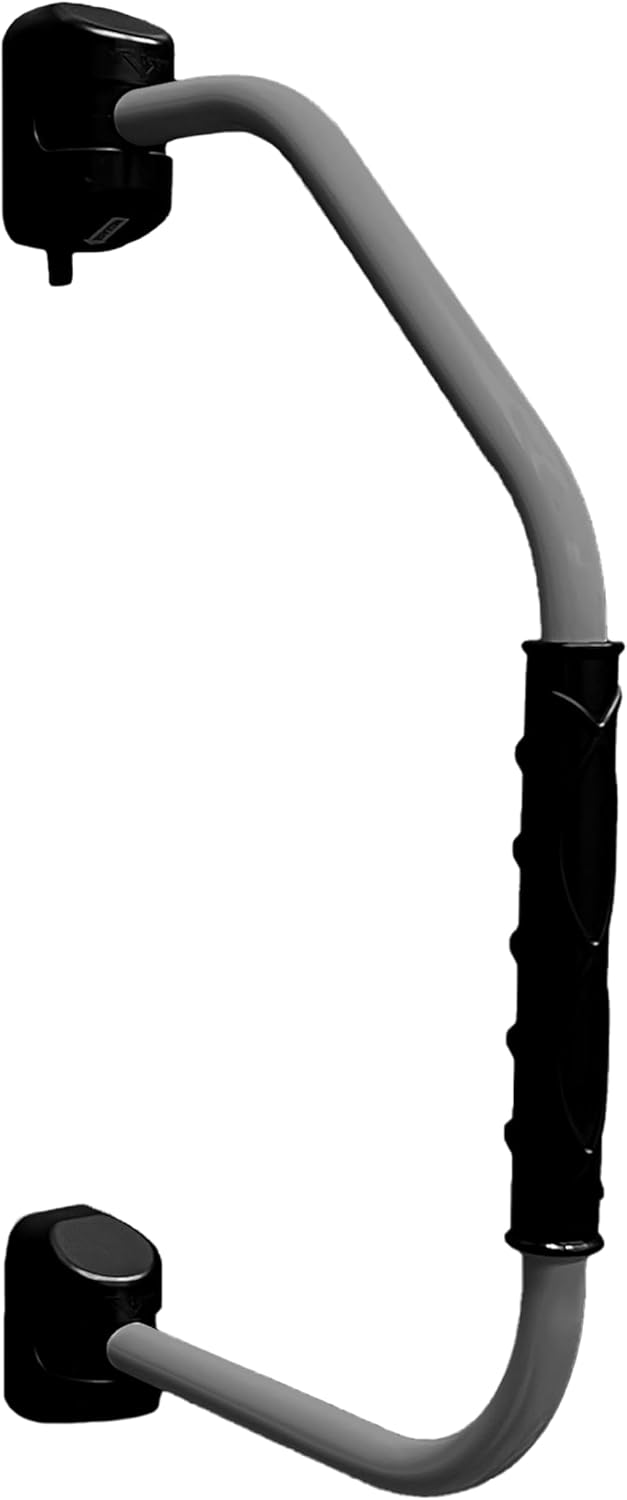 RV Designer R3278 GripSafe Handrail Assist - Locking Folding Aluminum RV Grab Handle with Notched Grip - Safe Entry Assist for RV Door - Easy Installation, 27 Inch, Gray Gray 27 inch